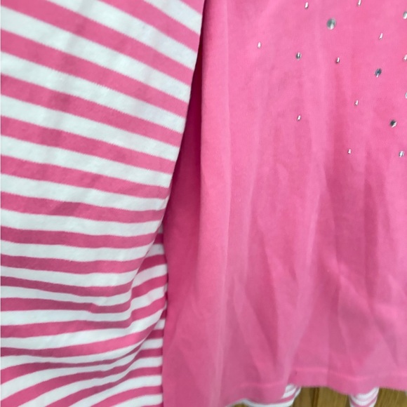 Quacker Factory Pink and White Striped Top with Sequins - Picture 4 of 5